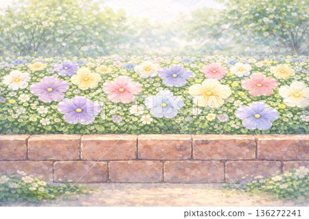 三色堇系列：一幅美妙的三色堇風景，倒映著落日的天空 136272241