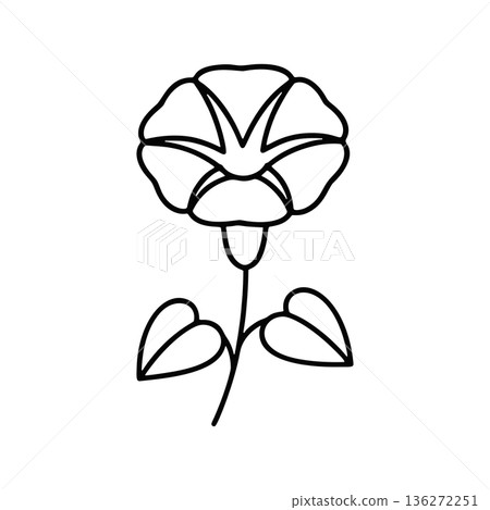 簡單的牽牛花線條畫圖標 136272251