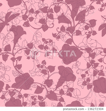 Seamless pattern curly bindweed flowers. Floral vector color illustration. Seamless pattern curly bindweed flowers. Floral vector color illustration. 136272304