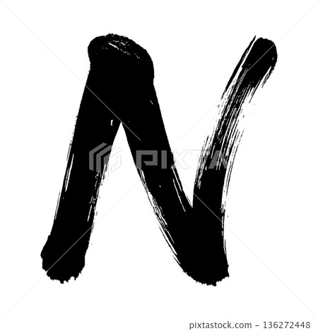 Capital letter "N", calligraphy brush lettering, alpha channel Capital letter "N", calligraphy brush lettering, alpha channel 136272448