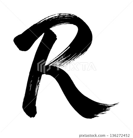 大寫字母“R”,書法筆刷字體,Alpha通道 大寫字母“R”,書法筆刷字體,Alpha通道 136272452