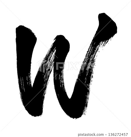 Capital letter "W", calligraphy brush lettering, alpha channel Capital letter "W", calligraphy brush lettering, alpha channel 136272457