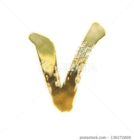 金色書法字母大寫字母“V”,字母通道 金色書法字母大寫字母“V”,字母通道 136272608