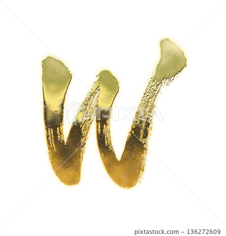 金色書法大寫字母“W”，透明頻道 136272609