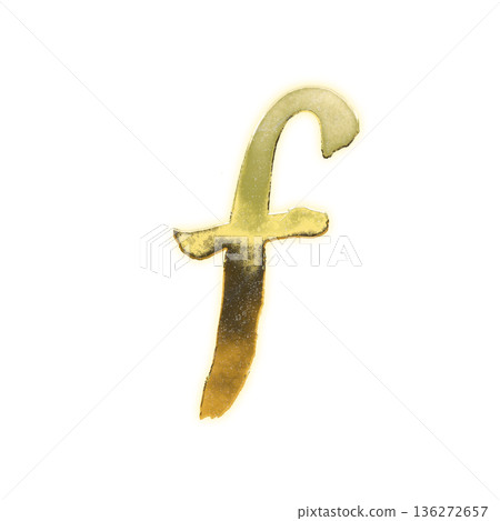 Golden brush stroke lowercase letter "f" with alpha channel 136272657