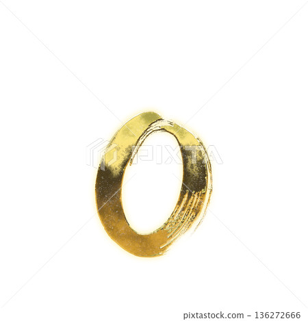 金色筆觸小寫字母“o”,帶透明通道 金色筆觸小寫字母“o”,帶透明通道 136272666