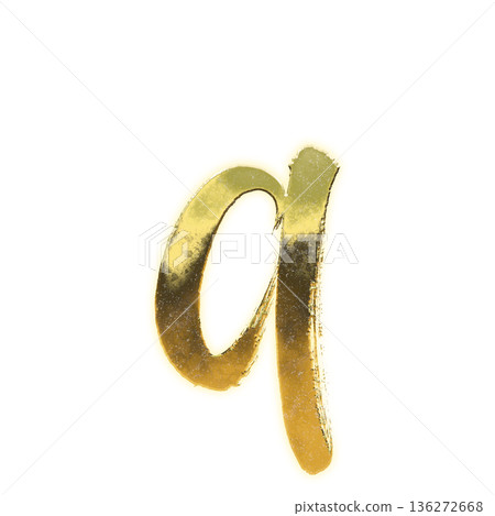 金色筆觸字母小寫字母“q”,帶透明通道 金色筆觸字母小寫字母“q”,帶透明通道 136272668