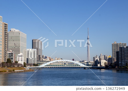 The Sumida River and the streets around Eitai Bridge The Sumida River and the streets around Eitai Bridge 136272949