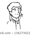 Line drawing portrait of an elderly man with a calm expression 136273022