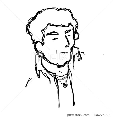 Line drawing portrait of an elderly man with a calm expression Line drawing portrait of an elderly man with a calm expression 136273022