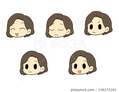 女性面孔例證集合 女性面孔例證集合 136273282