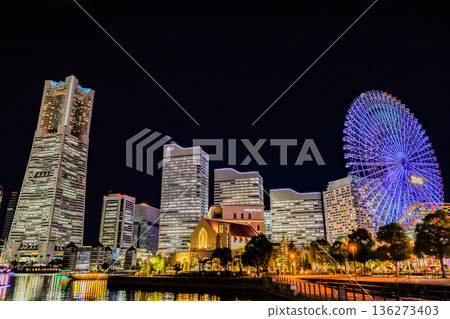 Night view of Minato Mirai seen from Canal Park 136273403