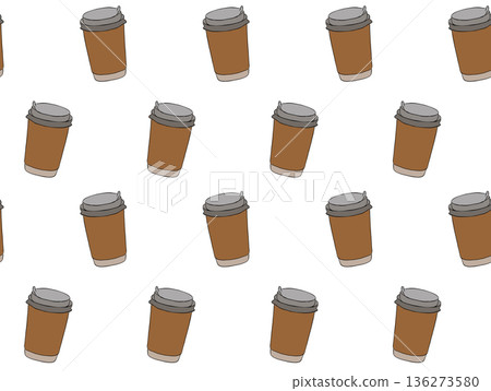 Takeaway disposable coffee cup Cafe seamless pattern. hand drawn illustration. Vector graphic line ink colored art. background for banners, print for fabric, labels, t-shirt printing. Takeaway disposable coffee cup Cafe seamless pattern. hand drawn illustration. Vector graphic line ink colored art. background for banners, print for fabric, labels, t-shirt printing. 136273580