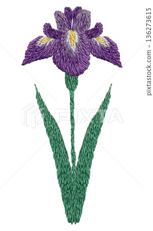 【鳶尾花】手工刺繡插畫素材 136273615
