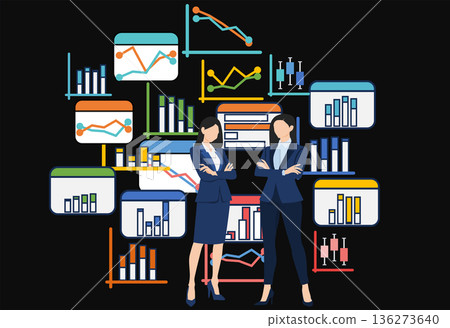 女商人分析數據的插圖 136273640