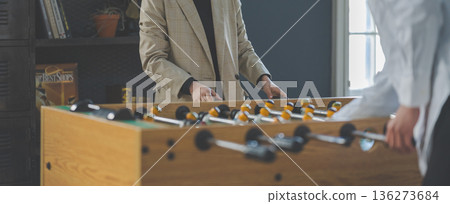 Foosball match in progress 136273684