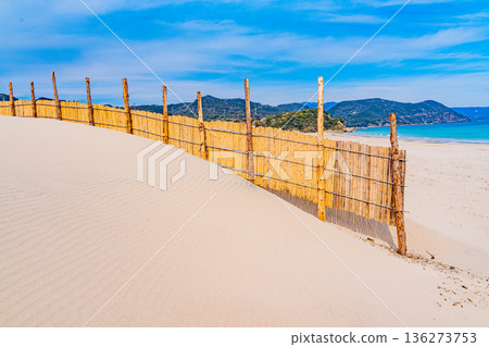 (Shizuoka Prefecture) Izu Shirahama Coast in winter, beach, sand barrier 136273753
