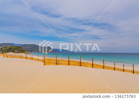 （靜岡縣）冬季伊豆白濱海岸，沙灘，沙堤 136273763