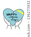 Heart-shaped White Day gift handed over with both hands Line drawing illustration 136273932