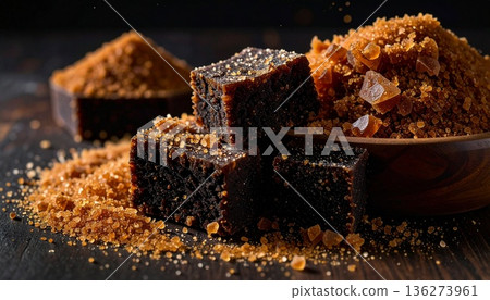 美麗的深黑棕色方糖 136273961