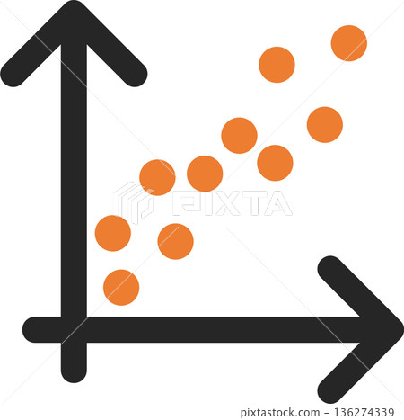 Scatter diagram (correlation diagram) graphic illustration 136274339