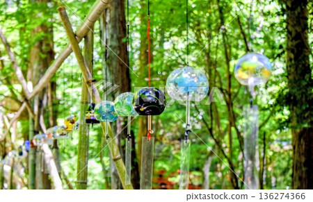 Wind chimes lined up Wind chimes lined up 136274366