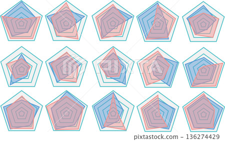 Radar chart graphic material illustration set Radar chart graphic material illustration set 136274429