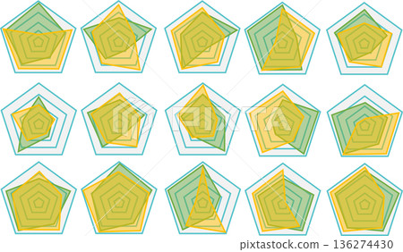 Radar chart graphic material illustration set Radar chart graphic material illustration set 136274430