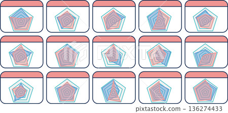 Radar chart graphic material illustration set Radar chart graphic material illustration set 136274433