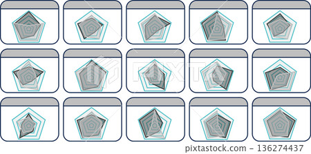 Radar chart graphic material illustration set Radar chart graphic material illustration set 136274437
