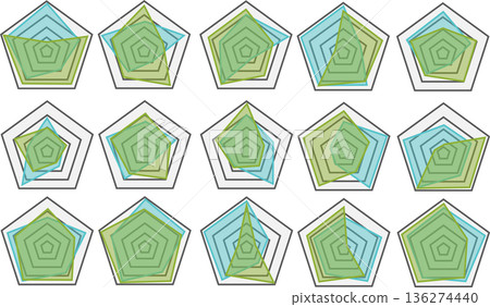 Radar chart graphic material illustration set Radar chart graphic material illustration set 136274440