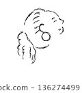 A woman's profile, close to her back, line drawing 136274499