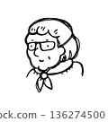 A simple line drawing of an elderly woman wearing glasses 136274500