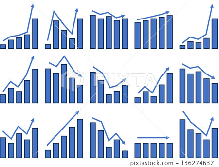 Bar graph graphic material illustration set Bar graph graphic material illustration set 136274637