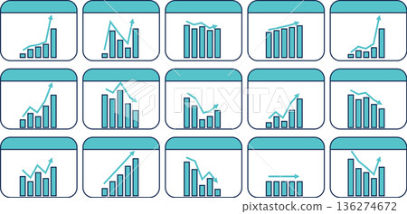 Bar graph graphic material illustration set 136274672