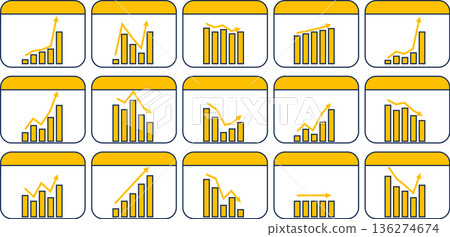 Bar graph graphic material illustration set Bar graph graphic material illustration set 136274674