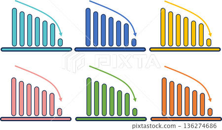 Bar graph graphic material illustration set 136274686