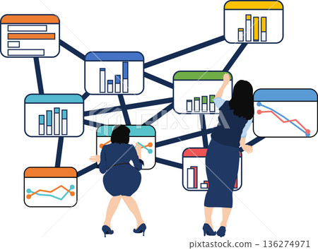一位女商人為會議製作材料的插圖 一位女商人為會議製作材料的插圖 136274971