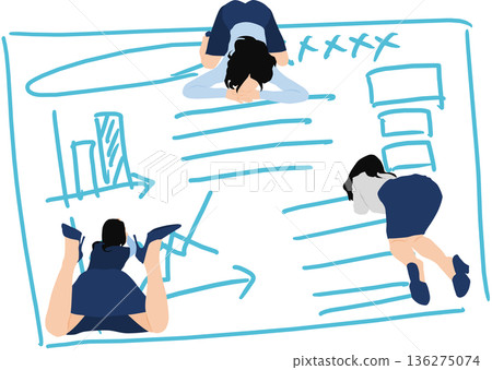 Illustration of a businesswoman creating materials for a meeting Illustration of a businesswoman creating materials for a meeting 136275074