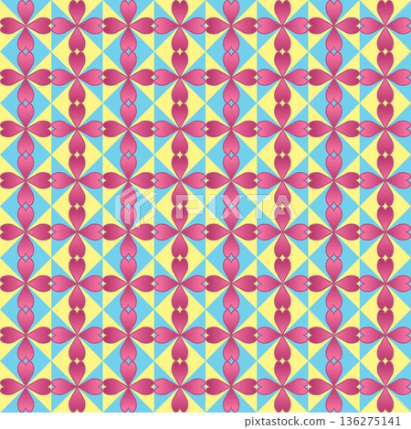 Seamless Geometric Pattern With Pink Heart Shapes Seamless Geometric Pattern With Pink Heart Shapes 136275141