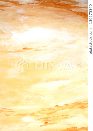 Thick abstract acrylic oil paint lines and orange blue sky or sea background 136275540