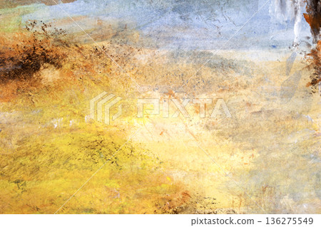 Thick abstract acrylic oil paint lines and orange blue sky or sea background Thick abstract acrylic oil paint lines and orange blue sky or sea background 136275549