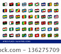 Africa Flags Pixel Art Icons 16x16. Vector Set of 50+ stylized, simplified, abstract pixel interpretations of flag designs in common use as of 2026. 136275709