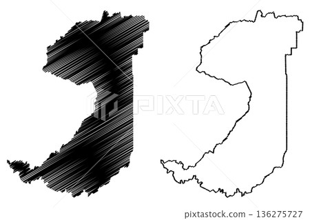 Alta Floresta dOeste municipality (State of Rondonia or Rondonia, RO, Municipalities of Brazil, Federative Republic of Brazil) map vector illustration, scribble sketch Alta Floresta d'Oeste map 136275727