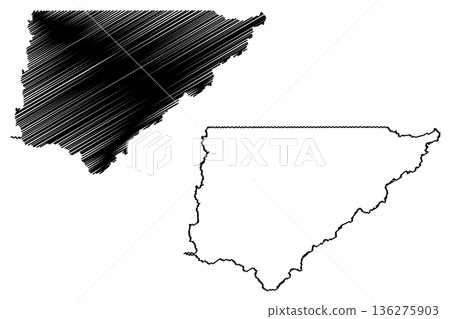 Governador Jorge Teixeira municipality (State of Rondonia or Rondonia, RO, Municipalities of Brazil, Federative Republic of Brazil) map vector illustration, scribble sketch map 136275903