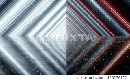 Futuristic multicolored oblique light stream reflection background 136276152