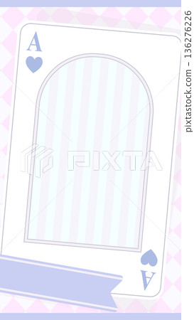 紅桃A撲克牌和童話風格的邊框背景素材，直版 136276226