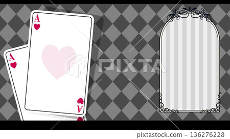 紅桃A和撲克牌哥德式邊框的背景素材 136276228