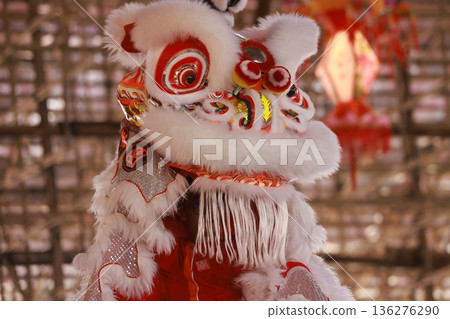 chinese cantonese lion dancing in Hong Kong, Yuen long chinese cantonese lion dancing in Hong Kong, Yuen long 136276290