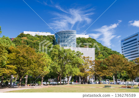 ACROS Fukuoka the eco building by Tenjin park in fall, Fukuoka 136276589